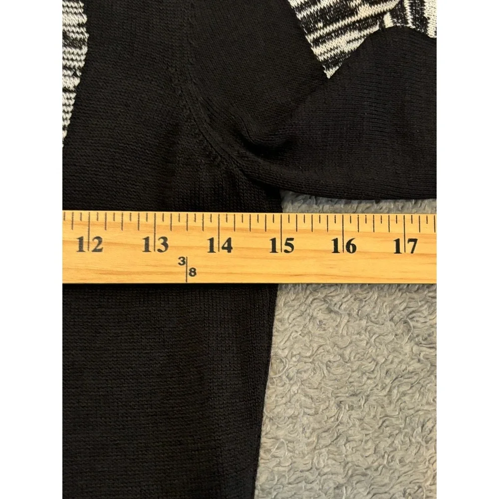 Cache Sweater Womens Small Ribbed Striped Black White Y2K Bodycon Tunic Pullover